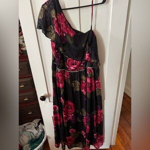 Floral One-Shoulder Evening Gown